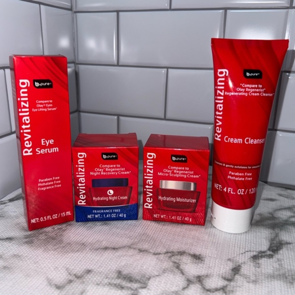 b.pure Revitalizing Skincare Set Eye‎ Serum Cleanser Night Cream Moisturizer